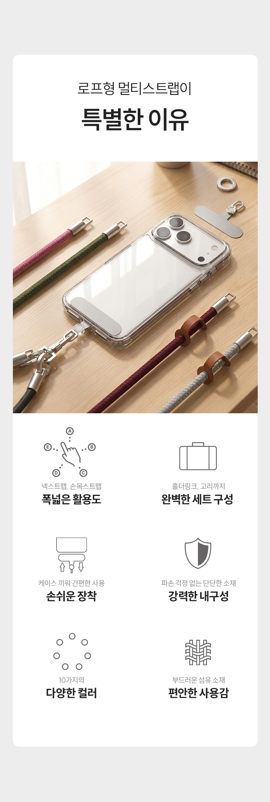 하이온 로프형 멀티 스트랩 손목 목걸이형 휴대폰 스트랩 상세 이미지 4